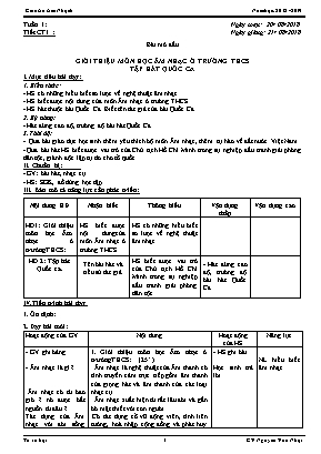 Giáo án Âm nhạc Lớp 6 - Chương trình học kỳ II - Năm học 2018-2019 - Nguyễn Văn Nhật